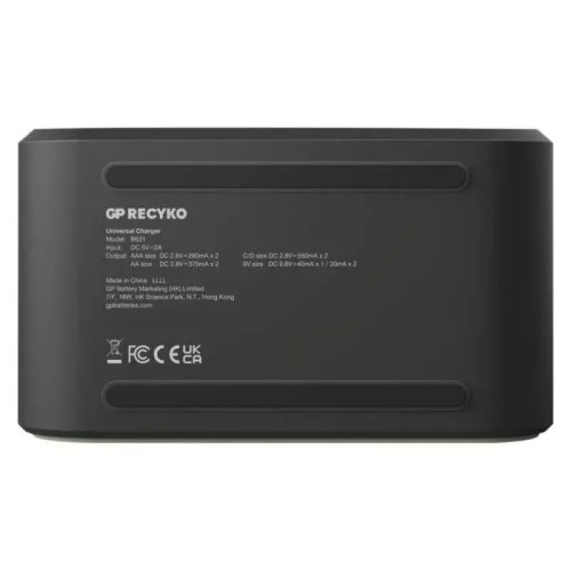 GP Cargador de pilas B361 con 4 canales, 2600 mAh, 2,8 V, Negro EU