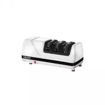 Graef CC 120 afilador de cuchillos eléctrico, 3 niveles de diamante y cerámica, blanco/negro