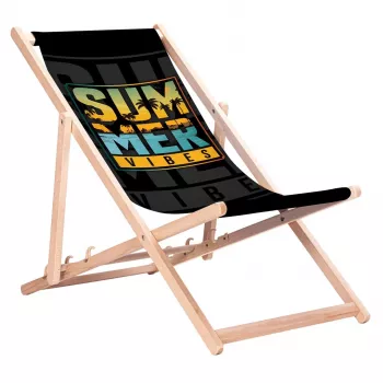GRB GreenBlue GB183 tumbona clásica de madera de haya con estampado Summer Vibes