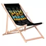 GRB GreenBlue GB183 tumbona clásica de madera de haya con estampado Summer Vibes