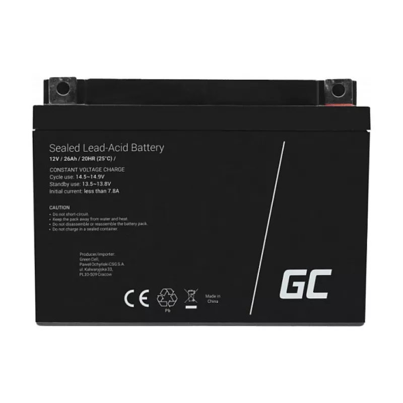 Batería Green Cell AGM35 12V 26Ah AGM VRLA sin mantenimiento para cortacésped, scooter, barco, silla de ruedas