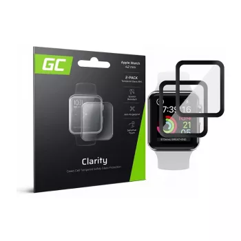 Green Cell GL88 2x Protector de pantalla GC Clarity para Apple Watch 42 mm (cristal templado, 9H, transparente)