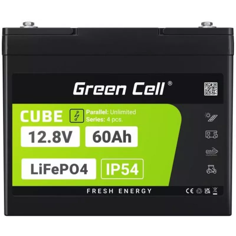 Green Cell LFPGC12V60AH batería para SAI de litio hierro fosfato (LiFePO4) 12,8 V 60 Ah