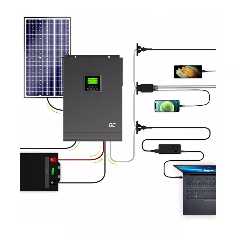 Inversor solar aislado Green Cell 3000W 48V onda senoidal pura con regulador de carga MPPT
