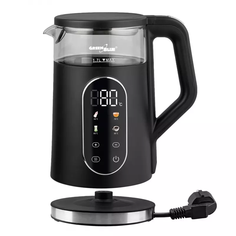 GREENBLUE Hervidor inalámbrico GB670 B 1,7L 2200W Negro/Plata