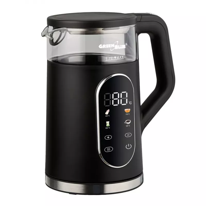 GREENBLUE Hervidor inalámbrico GB670 B 1,7L 2200W Negro/Plata