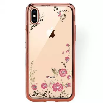 GreenGo Apple iPhone XS Max Tapa trasera Flower Rose Gold
