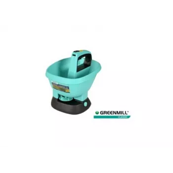GREENMILL sembradora rotativa eléctrica para jardín 2,7L esparcidor a batería para semillas, fertilizante, sal