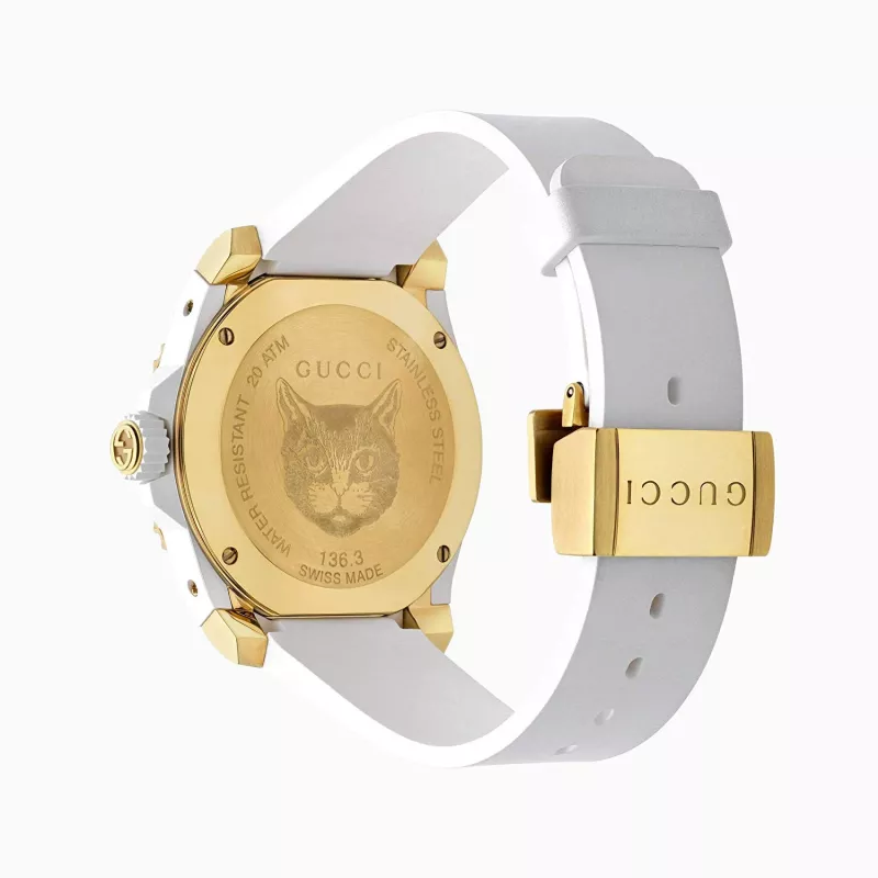 Gucci Dive Reloj de hombre YA136322 40mm acero inoxidable esfera negra correa de caucho