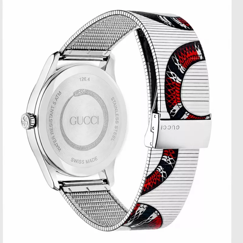GUCCI G-Timeless reloj unisex de cuarzo suizo YA1264123 38mm acero inoxidable esfera plateada