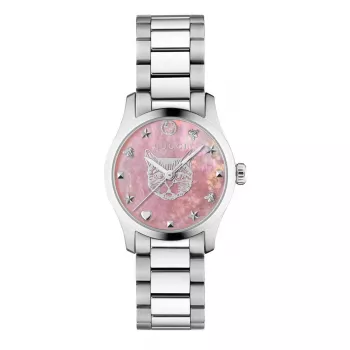 Gucci G-Timeless Reloj de mujer YA1265013 27mm acero inoxidable esfera plateada