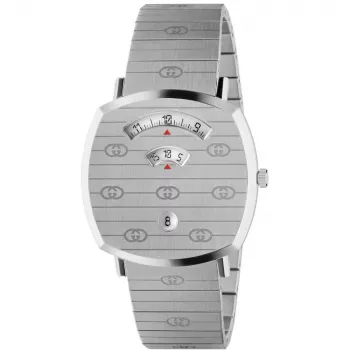 GUCCI Grip reloj de cuarzo unisex 35mm acero inoxidable esfera plateada YA157410