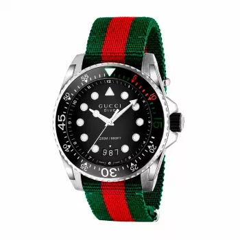 GUCCI reloj de hombre YA136209A 45mm cuarzo suizo acero inoxidable caucho negro