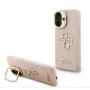 Guess Apple iPhone 16 Pro Max Funda PU Textura Grano 4G Logo Soporte Marco de Cámara Rosa