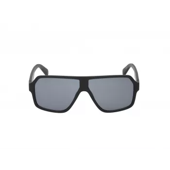 GUESS GF00047-6102A Gafas de sol rectangular hombre - Montura negra brillante, lentes ahumadas, 61mm