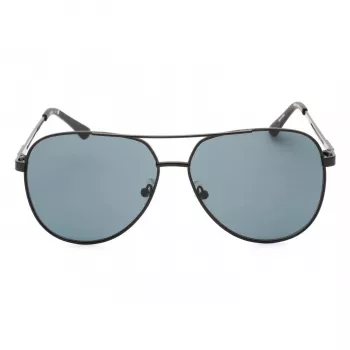 GUESS GF0231-02A Gafas de sol rectangulares para hombre - Montura negra, lentes grises, 58 mm