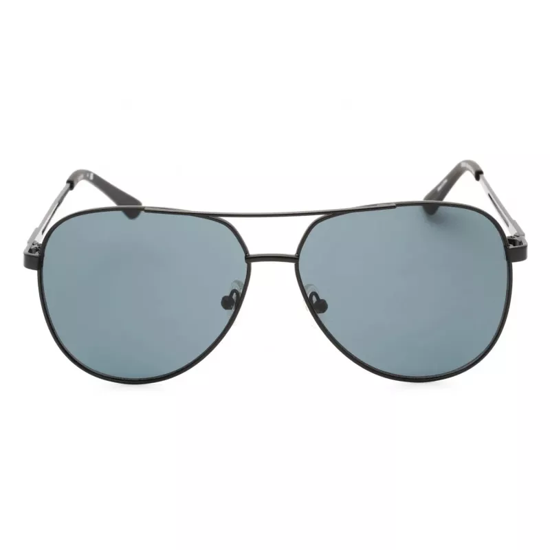 GUESS GF0231-02A Gafas de sol rectangulares para hombre - Montura negra, lentes grises, 58 mm