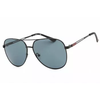 GUESS GF0231-02A Gafas de sol rectangulares para hombre - Montura negra, lentes grises, 58 mm