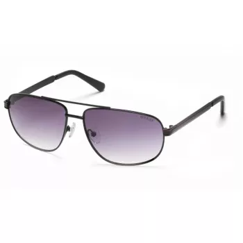 GUESS GF0244-6001A Gafas de sol hombre cuadradas - Montura negra brillante, lente degradada ahumada