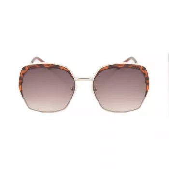 GUESS GF0410-5932F Gafas de sol mujer, cuadradas - Montura negra brillante, lente smoke degradada, 59 mm
