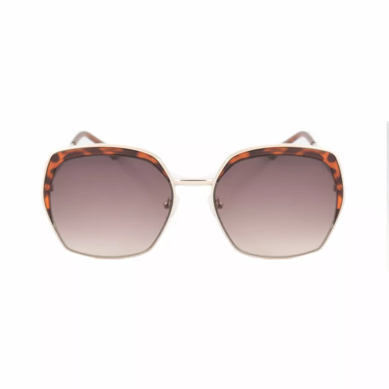 GUESS GF0410-5932F Gafas de sol mujer, cuadradas - Montura negra brillante, lente smoke degradada, 59 mm