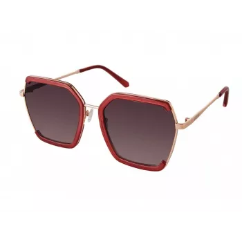 GUESS GF0418-5869T Gafas de sol cat eye de mujer - Montura negra brillante, lente degradada smoke, 58 mm