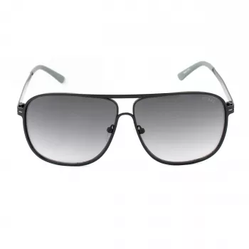 GUESS GF5025S-02B Gafas de sol estilo aviador hombre - Montura negra, Lentes gris ahumado, 61 mm