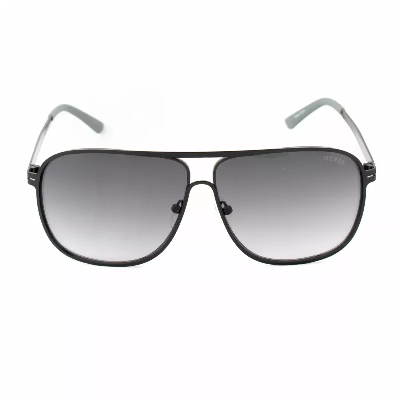 GUESS GF5025S-02B Gafas de sol estilo aviador hombre - Montura negra, Lentes gris ahumado, 61 mm