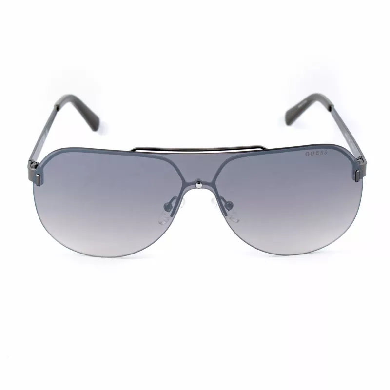 GUESS GF5053-0008F Gafas de sol de hombre, cuadradas, montura negra, lentes ahumadas, 58 mm