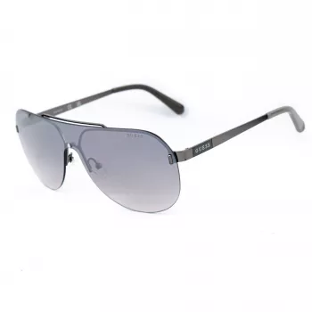 GUESS GF5053-0008F Gafas de sol de hombre, cuadradas, montura negra, lentes ahumadas, 58 mm
