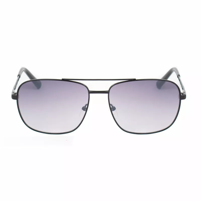 GUESS GG2114S-01B Gafas de sol de hombre Montura cuadrada negra Lente degradada gris 60mm