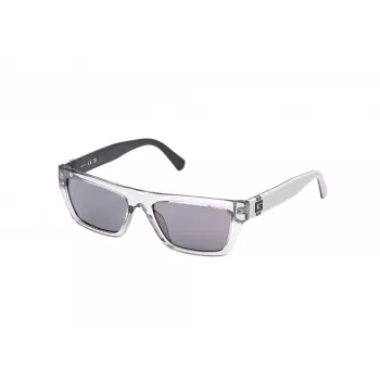 GUESS MAN Gafas de sol GU00120-5520A Montura negra brillante, lentes ahumadas espejadas 55/17/145 mm
