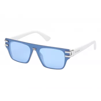 GUESS Gafas de sol de piloto para hombre GO00061-0021V Shiny Black Smoke Mirror