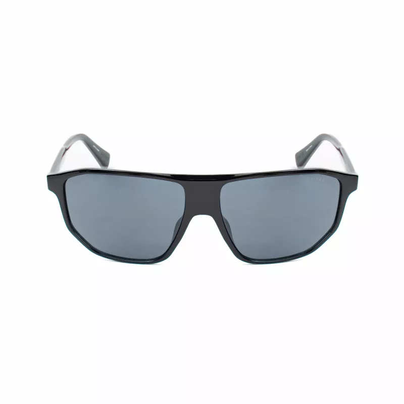 Gafas de sol de hombre Guess GF00010-6101A - montura de acetato negro brillante, lentes ahumadas, protección UV400
