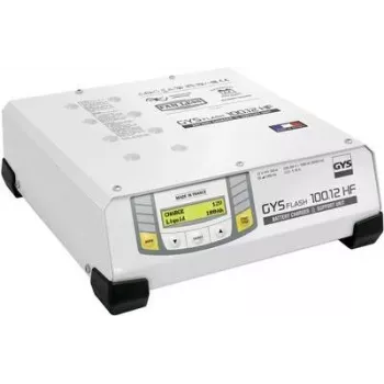 GYS FLASH 100.12 HF 100 A 12 V cargador de batería automático de alta frecuencia y fuente de alimentación con pantalla LCD 029415