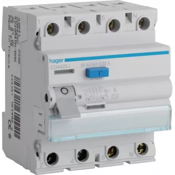 HAGER CDA425J 25A 4P 30mA Tipo A RCCB interruptor diferencial 6kA