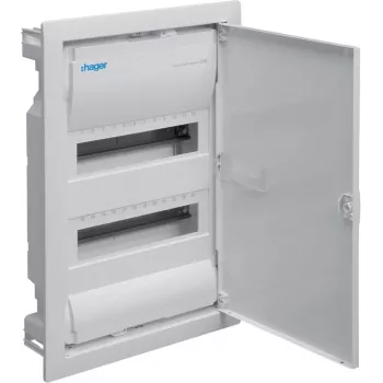 HAGER cuadro de distribución empotrable con puerta metálica, 2 filas, 26 módulos, blanco (RAL 9003)