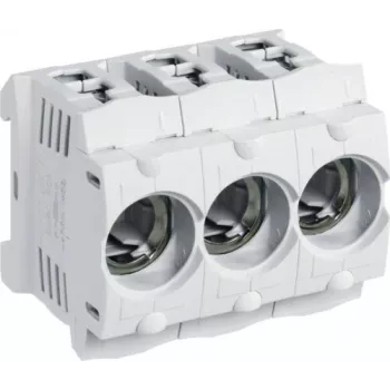 Hager LD047 D01 Portafusibles 3 polos 16A E14 para carril DIN, con abrazadera