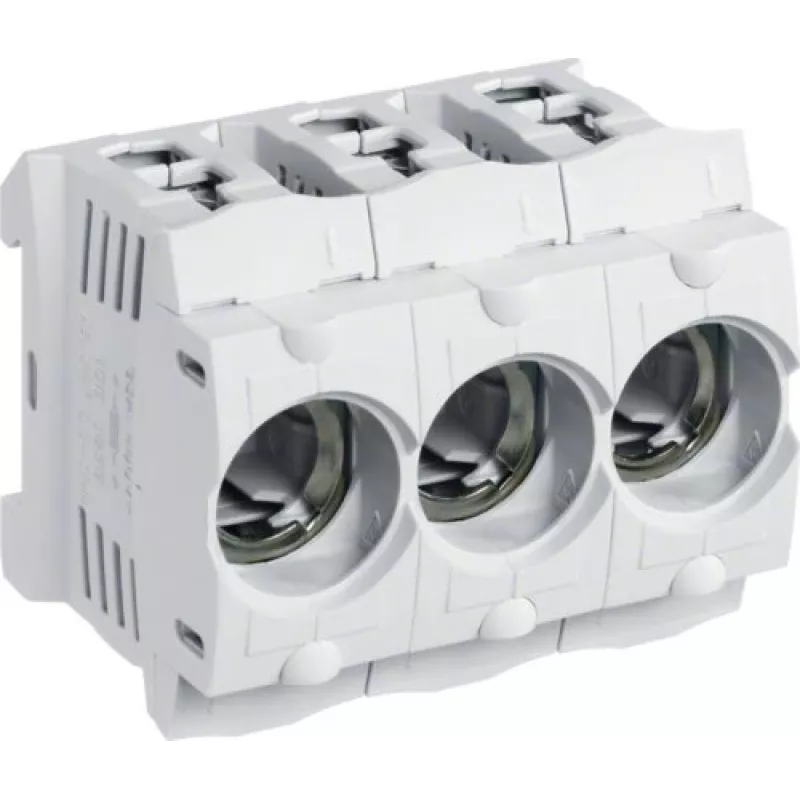 Hager LD047 D01 Portafusibles 3 polos 16A E14 para carril DIN, con abrazadera