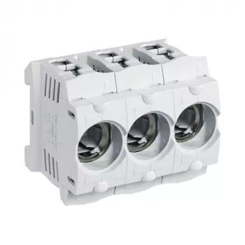 Hager LD047 D01 Portafusibles 3 polos 16A E14 para carril DIN, con abrazadera