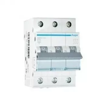 Hager MBN316 Interruptor automático magnetotérmico 3 polos 16A curva B 6kA, 3 módulos de ancho