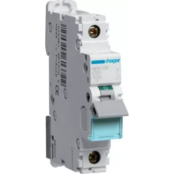 Hager NCN120 Interruptor automático magnetotérmico curva C 20 A unipolar, 1 módulo, 6 kA