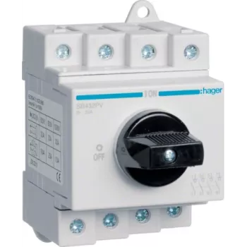 Hager SB432PV Interruptor seccionador fotovoltaico modular, 4 polos, 32A, 1000VDC