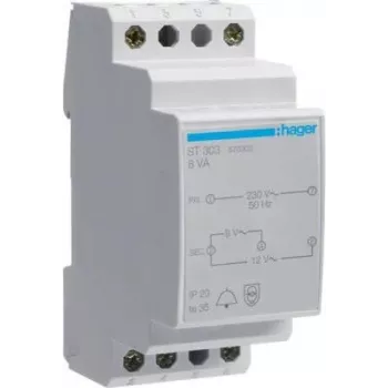Hager ST303 Transformador de timbre 230V a 8V/12V 8VA 2 módulos