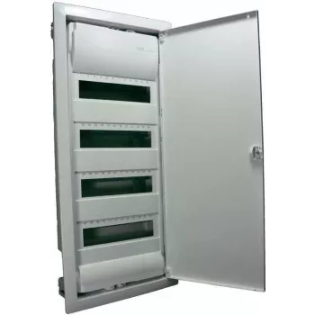 Hager VU48NC cuadro de distribución empotrable pequeño, 4 filas, 48 módulos, puerta de acero blanca