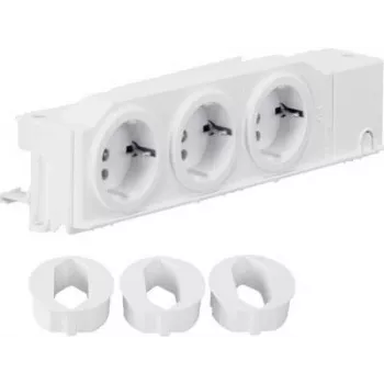 Toma Schuko para carril DIN Hager VZ00AS, 3 tomas, giratoria, bornes de tornillo