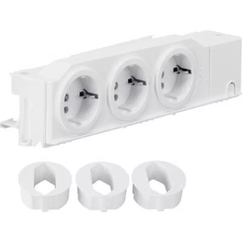 Hager VZ00AS Base de enchufe Schuko para carril DIN, triple, giratoria, bornes de tornillo