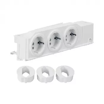 Toma Schuko para carril DIN Hager VZ00AS, 3 tomas, giratoria, bornes de tornillo