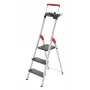 HAILO L100 TopLine escalera doméstica de aluminio con 3 peldaños, bandeja multiusos y barra de seguridad