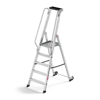HAILO Master P80 escalera de plataforma móvil de aluminio, 5 peldaños, 150 kg, EN 131